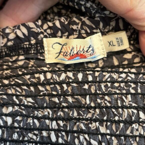 Faherty Size XL Beatrice Smocked Top Blouse Leaf Print Boho Bohemian - Picture 5 of 6